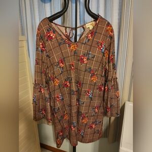 Wishful Park 2XL Floral Design Long-Sleeve Top